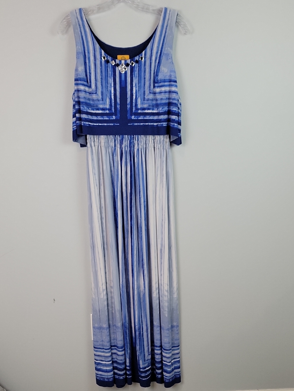 Ruby Rd maxi dress blue ombre beaded Large